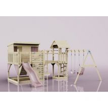 OutdoorToys Spielturm Johanna aus Holz in Rosa mit Babyschaukel