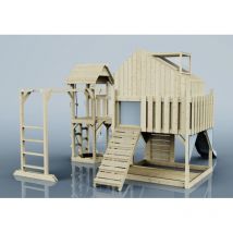 Polarplay Spielturm Knut aus Holz – Babyschaukel – Eisblau – Maximalgewicht 50 kg – Spielturm für Kinder ab 3 Jahren