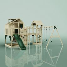 Polarplay - OutdoorToys Spielturm Knut aus Holz in Grün mit Kinderschaukel