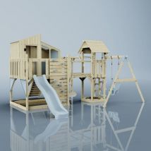 OutdoorToys Spielturm Liv aus Holz in Blau mit Babyschaukel
