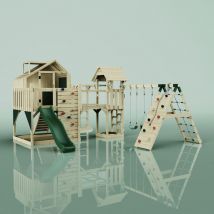 Polarplay - OutdoorToys Spielturm Milo aus Holz in Grün mit Babyschaukel