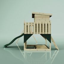 OutdoorToys Spielturm Nils aus Holz in Blau mit Babyschaukel