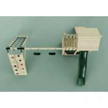 PolarPlay Spielturm Roskilde aus Holz – Dunkelgrün – Kletterwand, 2 Schaukeln – Maximalgewicht 50 kg, Plattformhöhe 120 cm, Rutschenlänge 220 cm