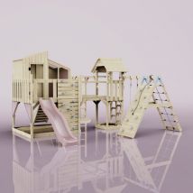 OutdoorToys Spielturm Tammo aus Holz in Rosa mit Kinderschaukel