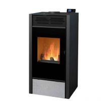 Poêle mixte bois et granulés Hybrid Bronpi 11 kW - Plusieurs versions disponibles Finition Sans Vision sérigraphiée Coloris Pierre