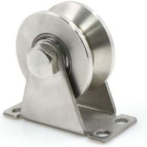 Missdong - Polea de acero inoxidable, poleas con ranura en v: polea de cuerda resistente hecha de acero inoxidable engrosado con bajo nivel de ruido