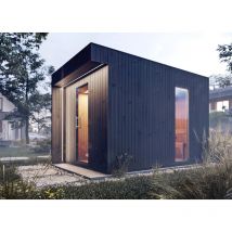 Polhus - FinnTherm Saunahaus Siena Gartensauna 3 Sitzbänke aus Holz , Sauna mit 72 mm Wandstärke, Außensauna mit Montagematerial - Naturbelassen