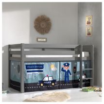 M&s - Police Vipack Pino Grey 90x200 Letto a una piazza e mezza con rete e rivestimento
