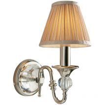 Interiors 1900 - Interiors Polina Nickel - 1 Light Indoor Candle Wall Light Polished Nickel Plate with Beige Shade, E14