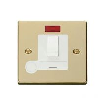 Se Home - Polished Brass 13A Fused Connection Unit Switched With Neon With Flex - White Trim
