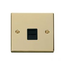 Se Home - Polished Brass Secondary Telephone Single Socket - Black Trim