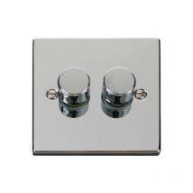 Se Home - Polished Chrome 2 Gang 2 Way led 100W Trailing Edge Dimmer Light Switch