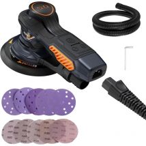 Ponceuse Excentrique,350W 6 vitesses variables Ponceuse orbitale 10000RPM,Papier de Verre 10PCS, idéal pour le Ponçage des Produits en Bois et plus
