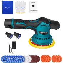 Polisseuse sans fil pour voiture, polisseuse excentrique, kit de polisseuse de voiture, 8 vitesses variables, 2800-5500 tr/min, polisseuse flexible
