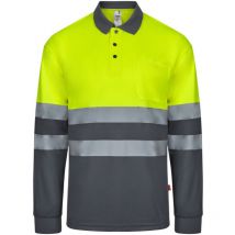 Polo bicolor AV - Manga larga - Gris / Amarillo flúor - Talla S