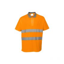 Polo Cotton Comfort con cuello en contraste y línea fluorescente PORTWEST S171 S Naranja