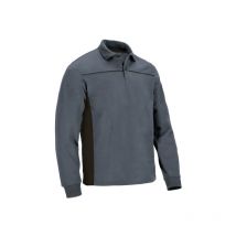 Valento - Polo de manga larga y diseño bicolor con colores neutros laterales, tejido poliéster y algodón thunder 3XL Gris cemento/Negro