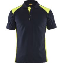 Polo de travail manches courtes piqué 3324 - Marine foncé/Jaune fluo 4XL