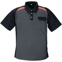 Polo pour hommes taille l gris foncé/noir/orange 100 % pes