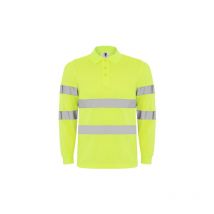 Roly - Polo técnico manga larga de alta visibilidad con tapeta a 3 botones polaris l/s
