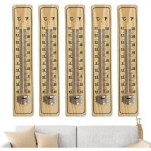 Pologmase Lot de 5 thermomètres muraux, thermomètres d'ambiance, thermomètres d'intérieur en bois pour cuisine, thermomètres à effet de serre,