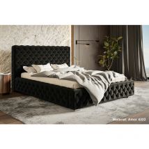 Polsterbett 140x200 Adonis - Schwarz (Amor Velvet 4322) - Schwarz