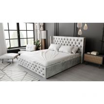 Rolia Polsterbett 140x200 mit Bettkasten - Modern Bett, Design, Polsterbett Grau (Paros 05)