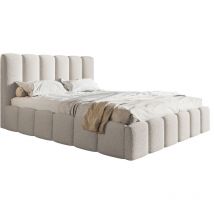 Polsterbett 160x200 Palermo - Doppelbett mit Schaumstoff, Bettkasten - Hersteller, Design Bett, Bouclé stoff (Hellgrau - Anthology 15)