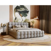 Polsterbett 160x200 Parlas Bis - Bett mit Bettkasten, Schaumstoff - Design Bett, Velvet stoff (Hellgrau - Amor Velvet 4318) - Hellgrau