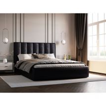 Emporius - Polsterbett 200x200 Velor - Schwarz (Ikoo 22) - Schwarz