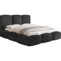 Polsterbett 160x200 Mit Bettkasten & Lattenrost – Schwarzes Bett Hohem Kopfteil, Boucle Oder Samt - Doppelbett Mit Stauraum – Bettgestell Ohne 