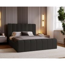 Emporius - Polsterbett 140x200 Valetta - Bett mit Bettkasten, Lattenrost & Kopfteil - Modern Doppelbett mit Samtstoff (Schwarz - Amor Velvet 4322)