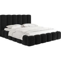 Polsterbett 200x200 Mit Bettkasten & Lattenrost – Schwarz Bett Hohem Kopfteil, Boucle/samt - Doppelbett Stauraum – Bettgestell Ohne Matratze – 