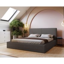 Polsterbett 200x200 Morin Boucle - Doppelbett, Schlafzimmer, Bouclé-Stoff Dunkelgrau (Anthology 18)