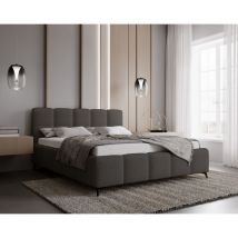 Polsterbett 180x200 Kastilo - Bouclé, Stauraum, Kopfteil - Bett mit Lattenrost, Doppelbett - Dunkelgrau (Anthology 18)