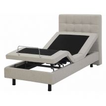 Plattform Bett Beige 90 x 200 cm Elektrisch Praktisch Fernbedienung Verstellbar Bequeme Sitzstellung Modern