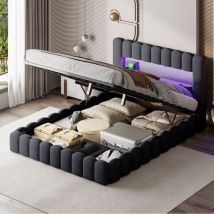 Polsterbett Bubble Bett 140x200 Cm, Doppelbett Mit Hydraulisch Stauraum, Stauraumbett Mit Usb Und Led, Jugendbett Mit Bettkasten, Boxspringbett Mit 