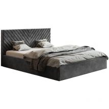 Loris Polsterbett 160x200 cm - Bett mit Lattenrost - Samtstoff Dunkelgrau (Amor Velvet 4321)