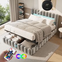 Polsterbett Doppelbett 180x200 Cm Mit Hydraulisch Stauraum, Usb-ladefunktion Und Led-beleuchtung, Bett Erwachsene Mit Stauraum Kopfteil Und Lattenrost