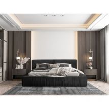 Polsterbett Doppelbett lexie 180x200cm Komplettset in Stoff Riviera Schwarz