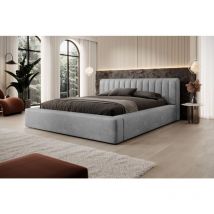 Polsterbett Doppelbett PEORIA 160x200cm in Stoff Macau Grau
