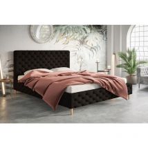 Felix Polsterbett 180x200 cm - Kopfteil, Lattenrost, Samtstoff Schwarz (Amor Velvet 4322)