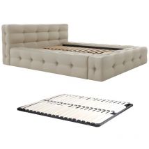 Pascal Morabito - Polsterbett + Lattenrost - 160 x 200 cm - Melierter Stoff - Beige - leruco von