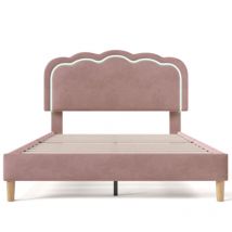 Polsterbett Led Einzelbett , Bettgestell Mit Lattenrost Und Verstellbares Kopfteil, Gepolstertes Bett In Rosa,bettrahmen Jugendbett Für Schlafzimmer 