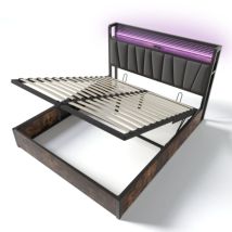 Polsterbett Metallbett Led App-control Doppelbett Mit Aufladen Usb Ladefunktion Kopfteil Und Led-beleuchtung,metallbett Lattenrost Aus Holz,(ohne 