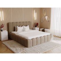 Polsterbett mit Bettkasten 140x200, Braun Bouclé, Smile