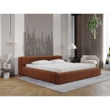 Polsterbett mit Bettkasten 140x200, Braun Samt, Lipari