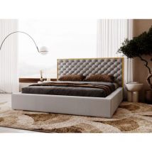 Polsterbett mit Bettkasten 140x200, Grau Samt, Bonito