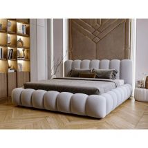 Polsterbett mit Bettkasten 140x200, Hellgrau Samt, Averia