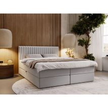 Boxbett mit Bettkasten 200x200, Hellgrau Samt, Marbella